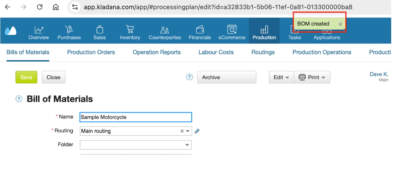BOM created